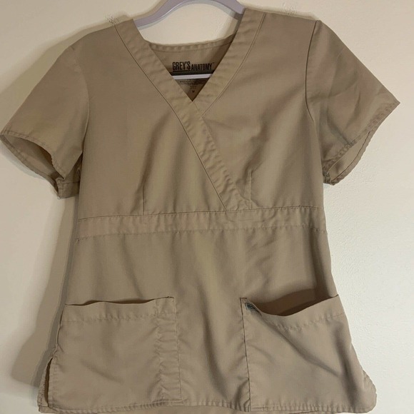 Grey's Anatomy By Barco Nude Mock Neck Scrub Top Medical Uniform Medium - Picture 1 of 8
